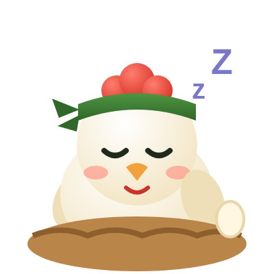 The hen asleep in her nest